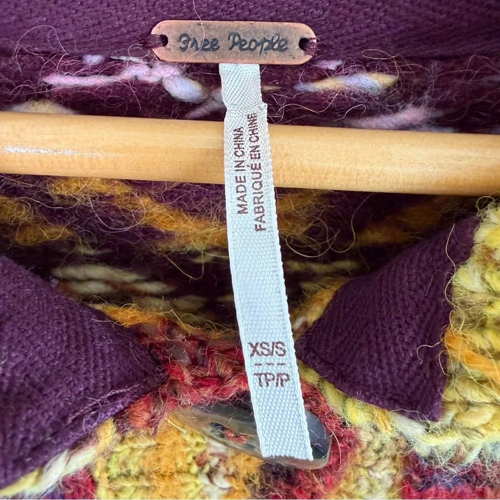 Free People Isle of Sky Multicolor Oversized Sweater Coat Women’s Size XS/S - Picture 9 of 15